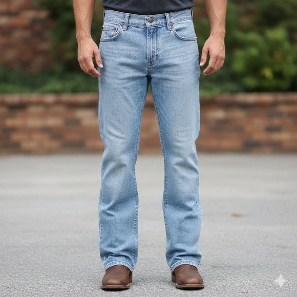 Wrangler Other - Wrangler Retro Relaxed Bootcut Jeans Mens 34x32 Light Wash Blue Denim WRT20CR